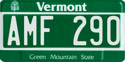 VT license plate AMF290