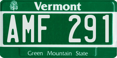 VT license plate AMF291