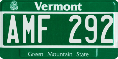VT license plate AMF292