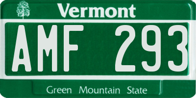 VT license plate AMF293