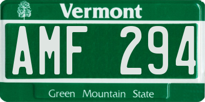 VT license plate AMF294