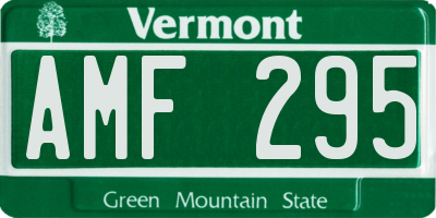 VT license plate AMF295
