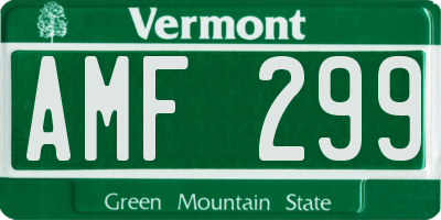 VT license plate AMF299