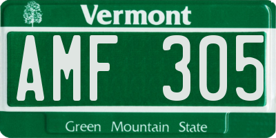 VT license plate AMF305