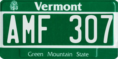 VT license plate AMF307