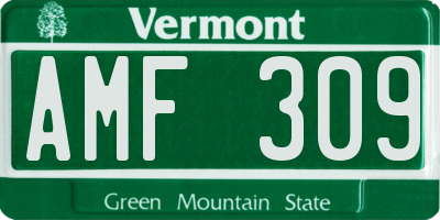 VT license plate AMF309