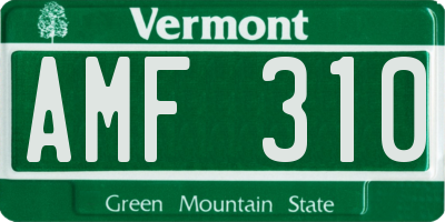 VT license plate AMF310