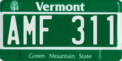 VT license plate AMF311