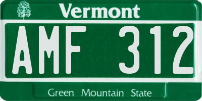 VT license plate AMF312