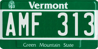 VT license plate AMF313