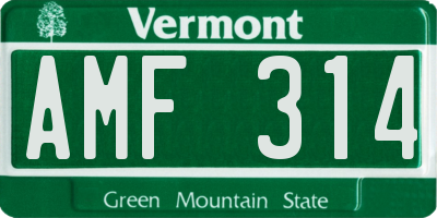 VT license plate AMF314