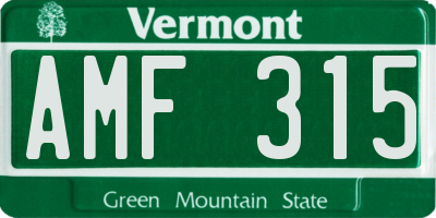 VT license plate AMF315