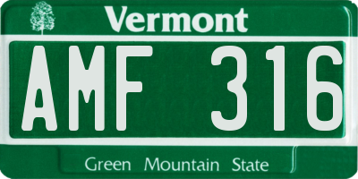VT license plate AMF316