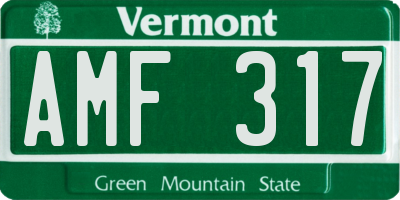 VT license plate AMF317