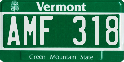 VT license plate AMF318