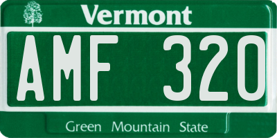 VT license plate AMF320