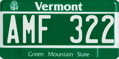 VT license plate AMF322