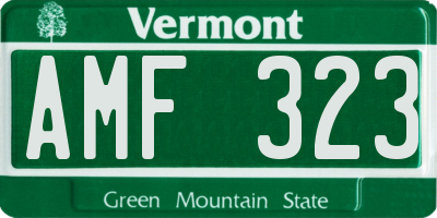 VT license plate AMF323