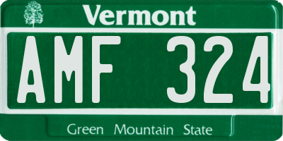 VT license plate AMF324