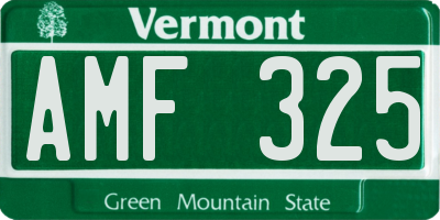 VT license plate AMF325