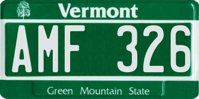 VT license plate AMF326