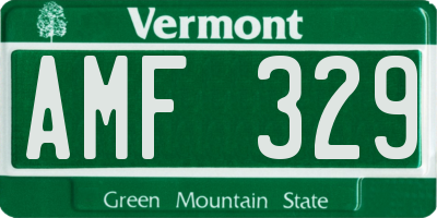 VT license plate AMF329