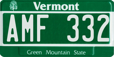 VT license plate AMF332