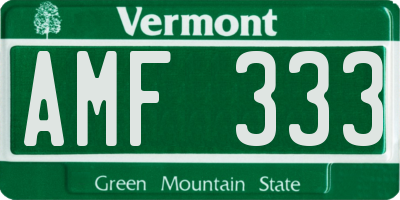VT license plate AMF333