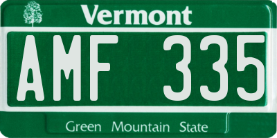 VT license plate AMF335