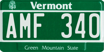 VT license plate AMF340