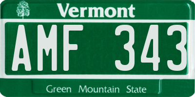 VT license plate AMF343