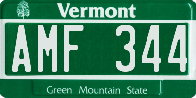 VT license plate AMF344