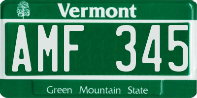 VT license plate AMF345