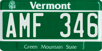 VT license plate AMF346