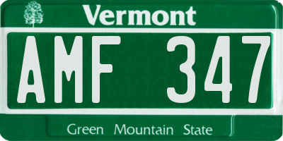 VT license plate AMF347