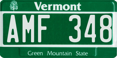 VT license plate AMF348