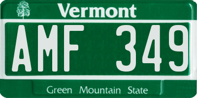 VT license plate AMF349