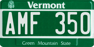 VT license plate AMF350