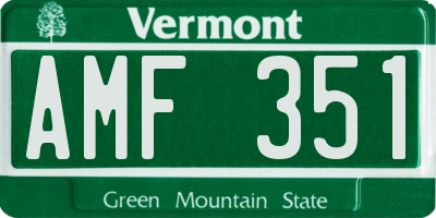 VT license plate AMF351