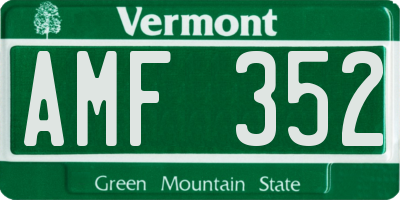 VT license plate AMF352