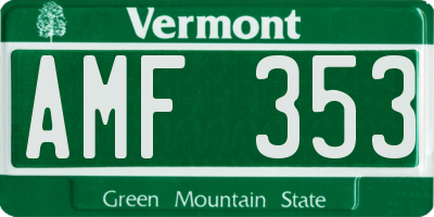 VT license plate AMF353