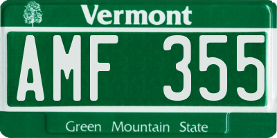 VT license plate AMF355