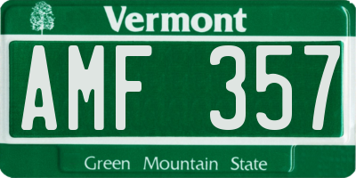 VT license plate AMF357