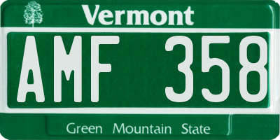 VT license plate AMF358