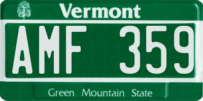 VT license plate AMF359