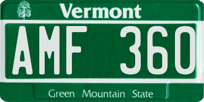 VT license plate AMF360