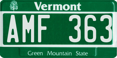 VT license plate AMF363