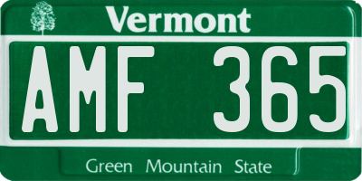 VT license plate AMF365