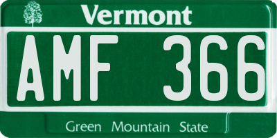 VT license plate AMF366