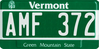 VT license plate AMF372